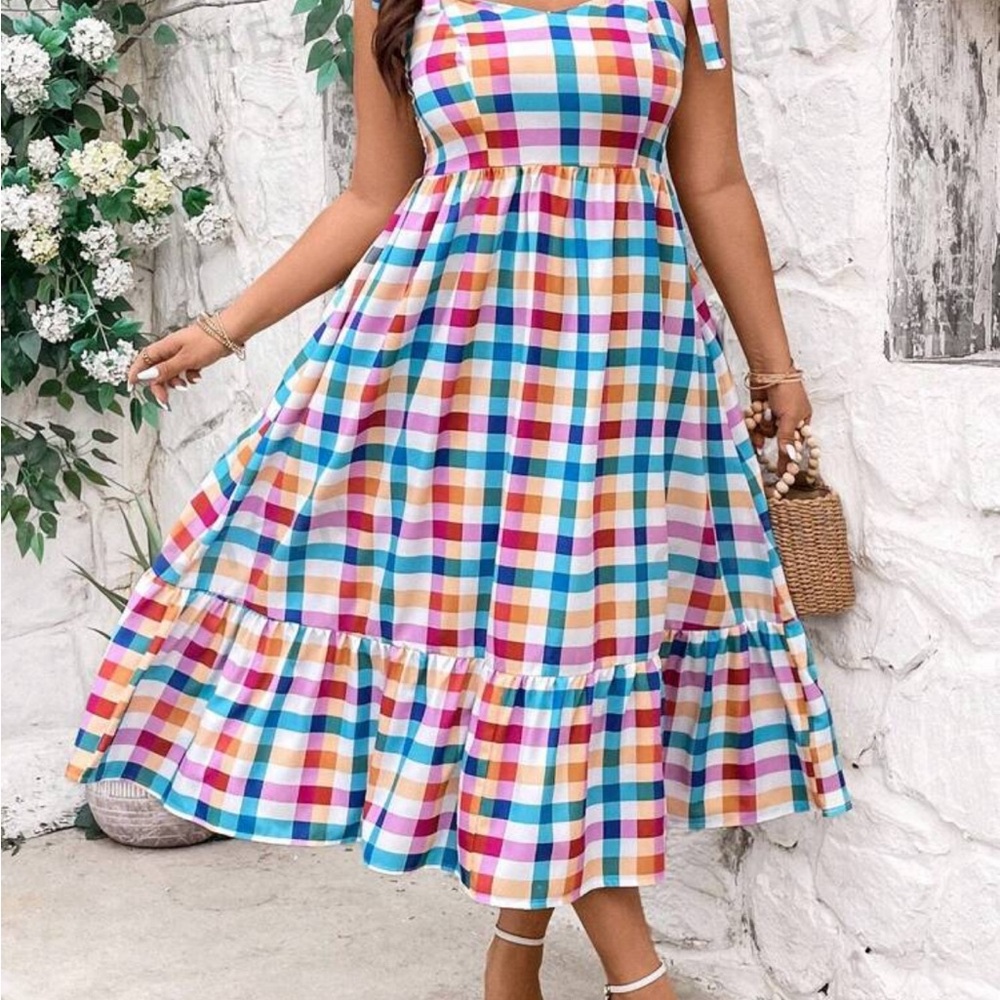 SHEIN bright plaid dress size 16/2XL
